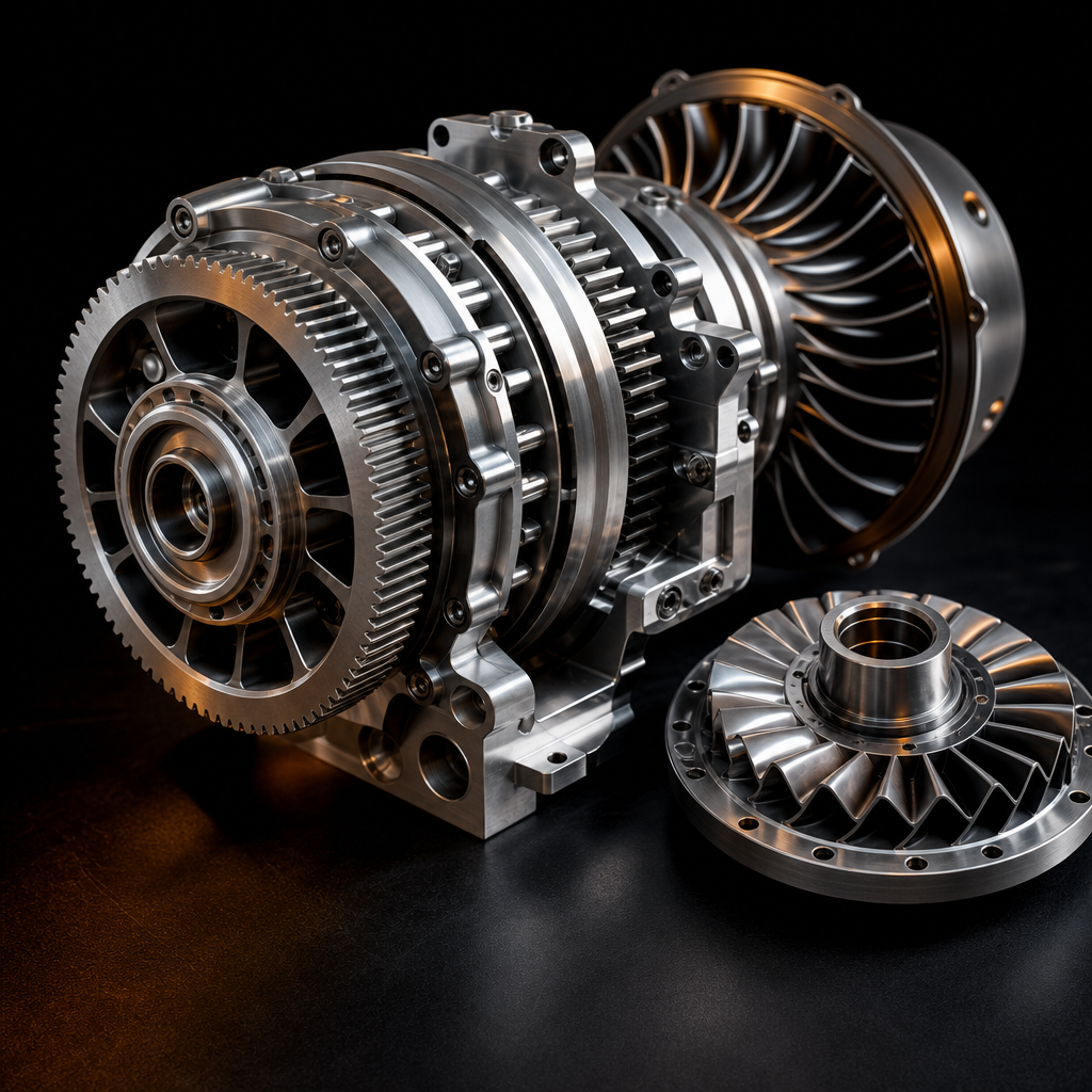 Precision machined aluminum gear and turbine components